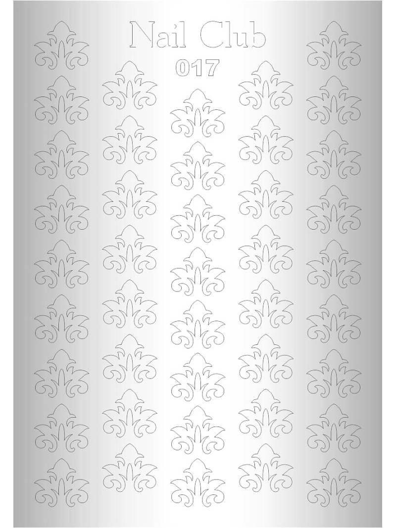 Купить металлизированный стикер для дизайна ногтей SILVER 017