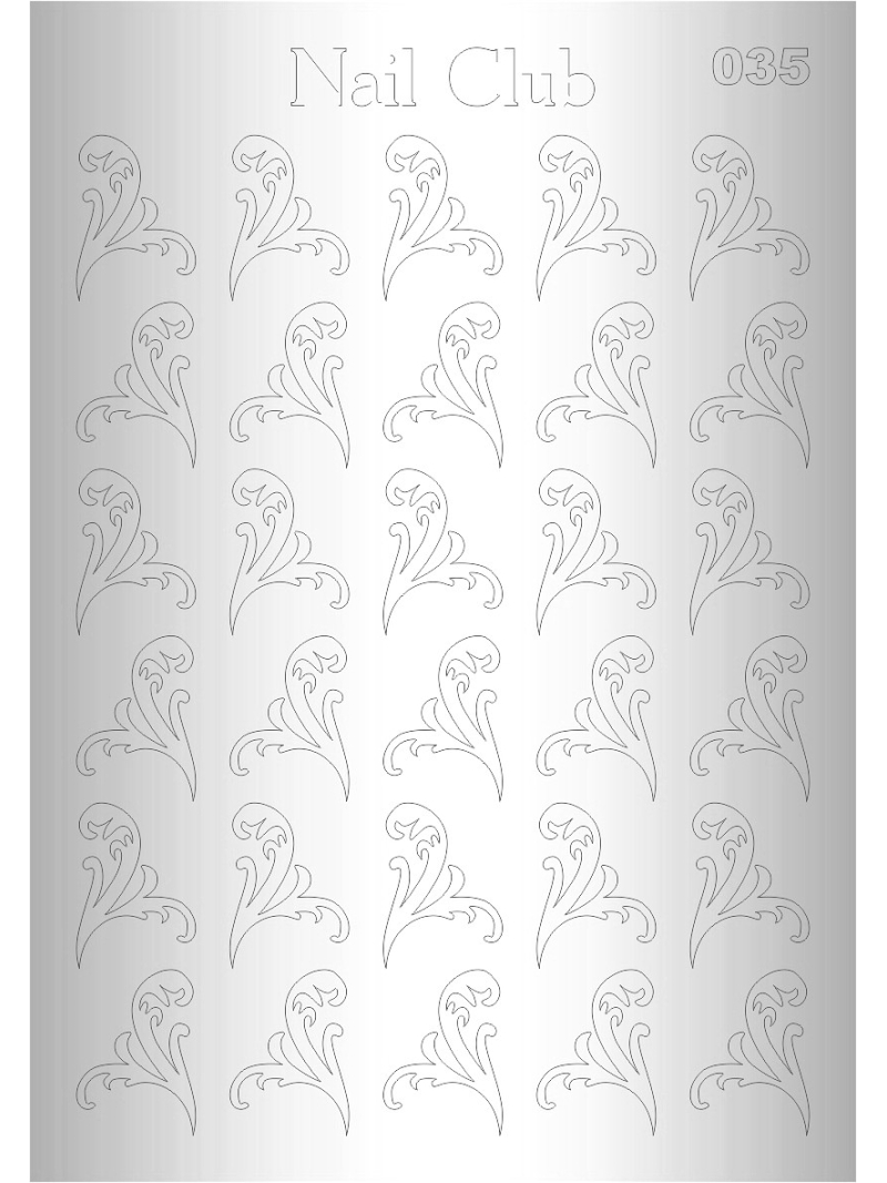 Купить металлизированный стикер для дизайна ногтей SILVER 035