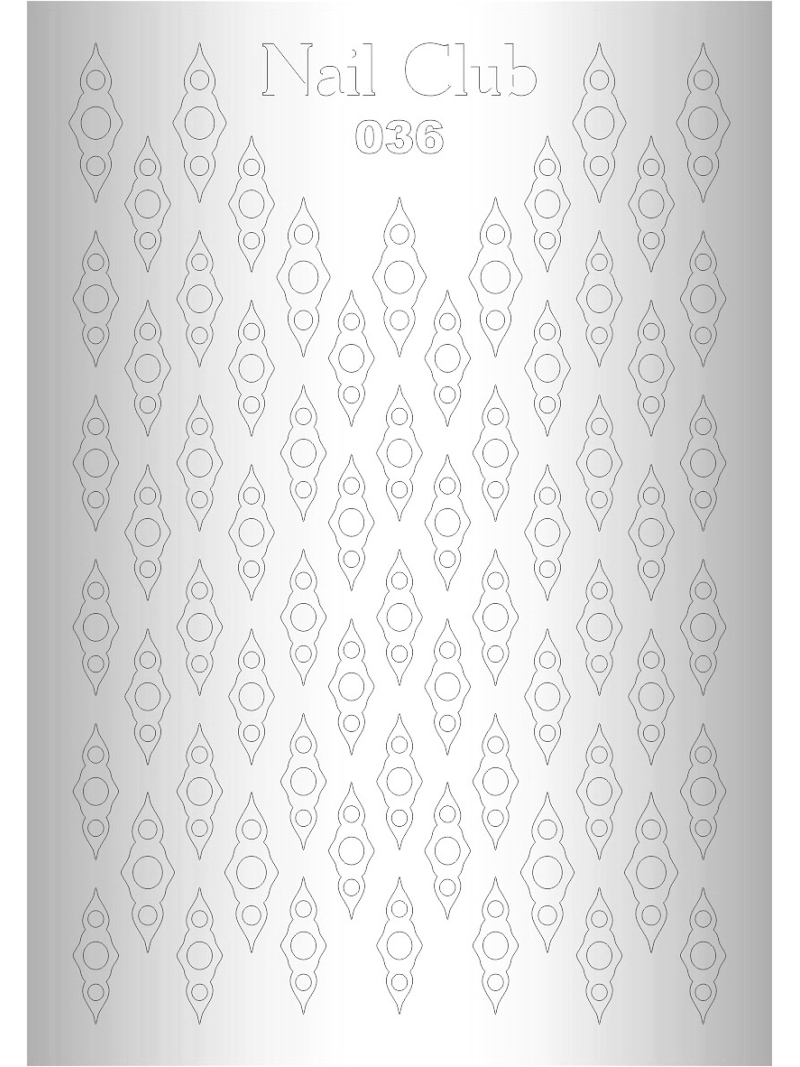 Купить металлизированный стикер для дизайна ногтей SILVER 036