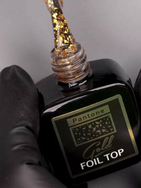 Купить глянцевый топ с кусочками фольги GOLD FOIL TOP Nail Club