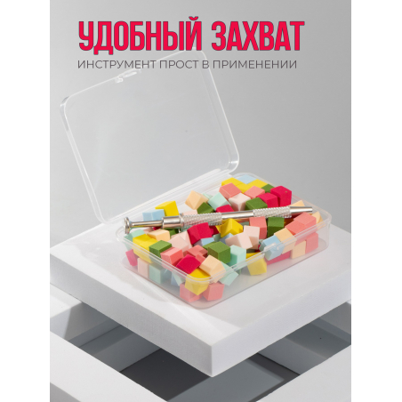 Спонжики в наборе с держателем, 100 штук, цвет Красный