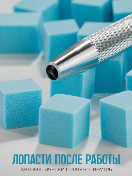 Купить спонжики в наборе с держателем, 100 штук, цвет Голубой