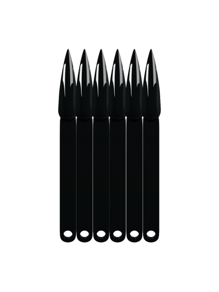 Купить типсы на кольце стилет длинный чёрные для демонстрационного дизайна ногтей на веере