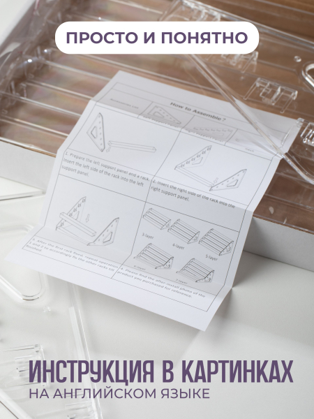 Купить Подставка под лаки из оргстекла прозрачная 5 ярусов с доставкой