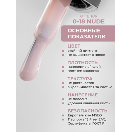 Гель лак нюд камуфлирующий розовый SMOKEY OPAL 0-18 Nude 13 мл