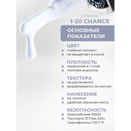 Цветной гель лак голубая пастель EXTREME PASTEL 1-20 Chance 13 мл