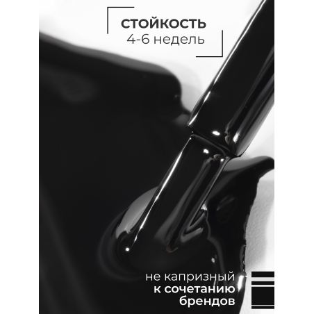 Чёрный гель лак для ногтей ICON №1 ZERO BLACK 13 мл