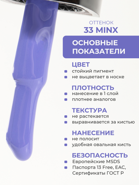 Купить васильковый гель лак для ногтей ICON №33 Minx 13 мл