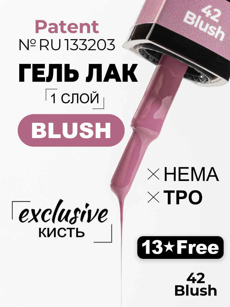 Купить пыльный розовый гель лак для ногтей ICON №42 Blush 13 мл