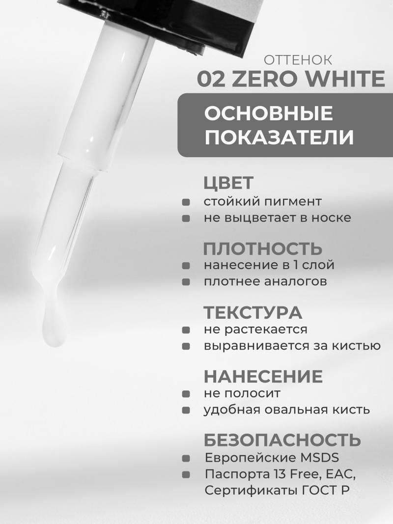 Купить белый гель лак для ногтей ICON №2 ZERO WHITE 13 мл