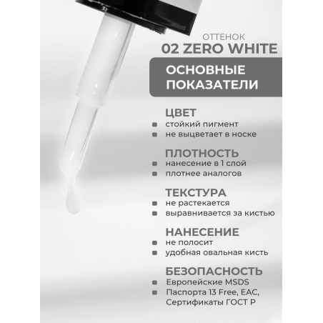Купить белый гель лак для ногтей ICON №2 ZERO WHITE 13 мл