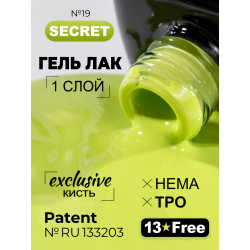 Гель лак для ногтей салатовый зеленый ICON №19 Secret 13 мл