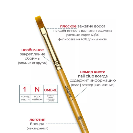 Купить маникюрную кисть для градиентов OMBRE 1