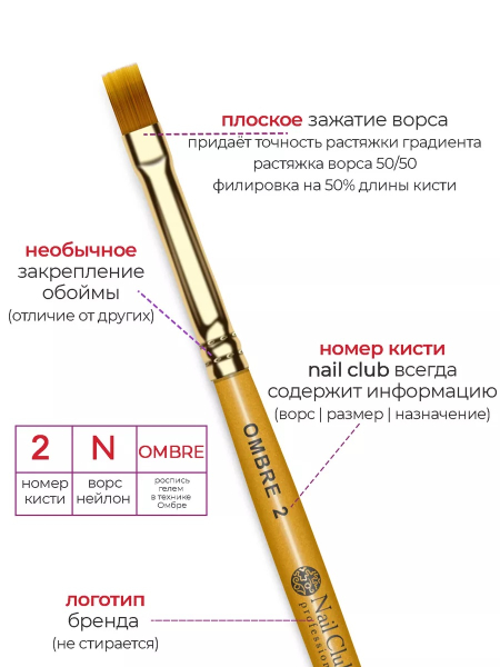 Купить маникюрную кисть для градиентов OMBRE 2