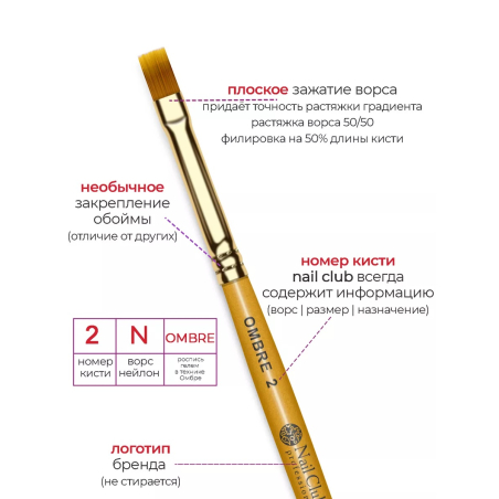 Купить маникюрную кисть для градиентов OMBRE 2