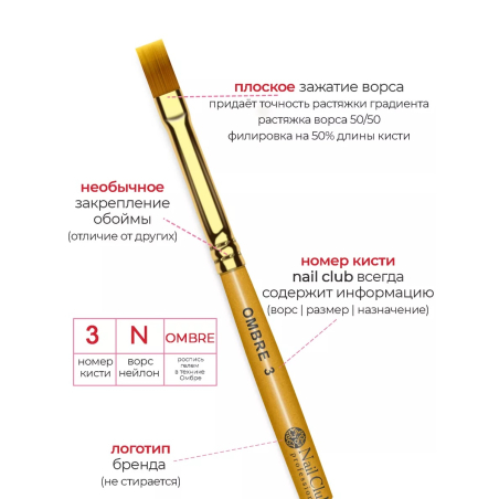 Купить маникюрную кисть для градиентов OMBRE 3
