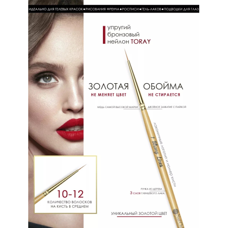 Купить тонкую маникюрную кисть для прорисовок гель-красками 1 Strong Lines