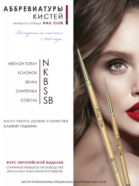 Купить тонкую маникюрную кисть для прорисовок гель-красками 2 Strong Lines