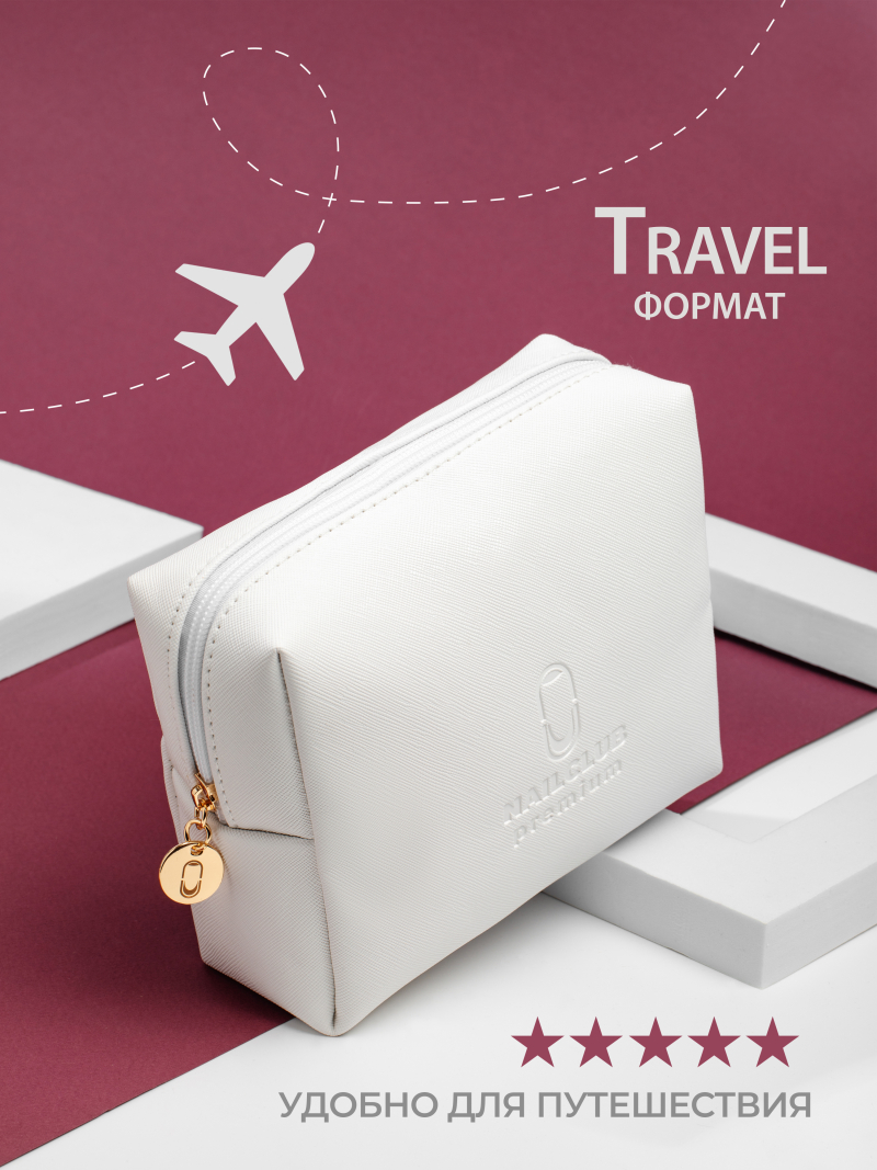 Купить косметичка на молнии большая из экокожи с тиснением Nail Club