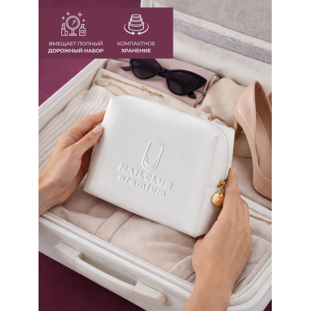 Купить косметичка на молнии большая из экокожи с тиснением Nail Club