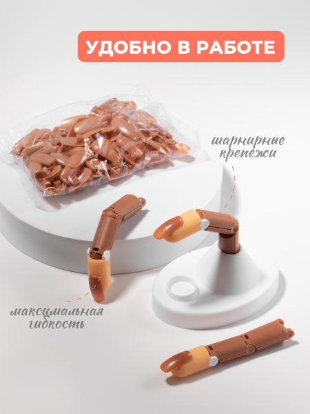 Купить Тренировочная рука для маникюра с типсами набор 3 пальца опт и розница