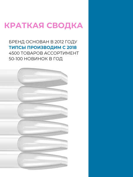 Купить типсы на кольце для выкраски балерина мини прозрачные 50 шт.