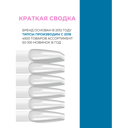 Купить типсы на кольце для выкраски балерина мини прозрачные 50 шт.