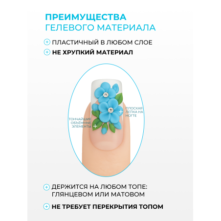 Купить гель-пластилин для лепки на ногтях P-37 Blue Flower PLASTILINE Nail Club