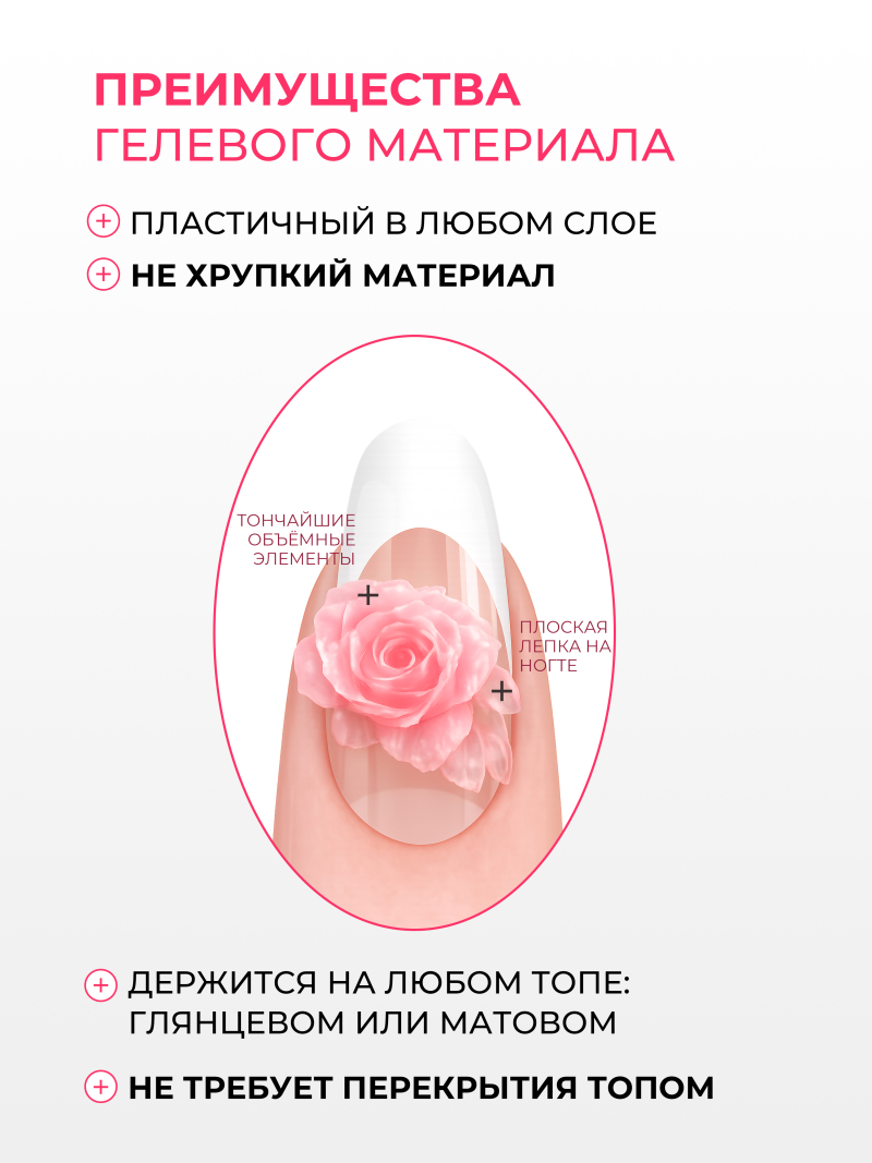 Купить хрустальный гель-пластилин для лепки на ногтях P-104 Rose Flower CRYSTALLINE