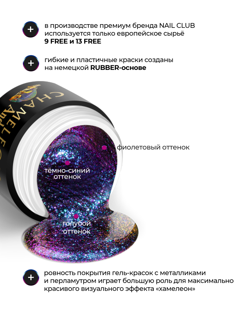 Купить гель-краску для ногтей с эффектом хамелеон GH-07 Andromeda