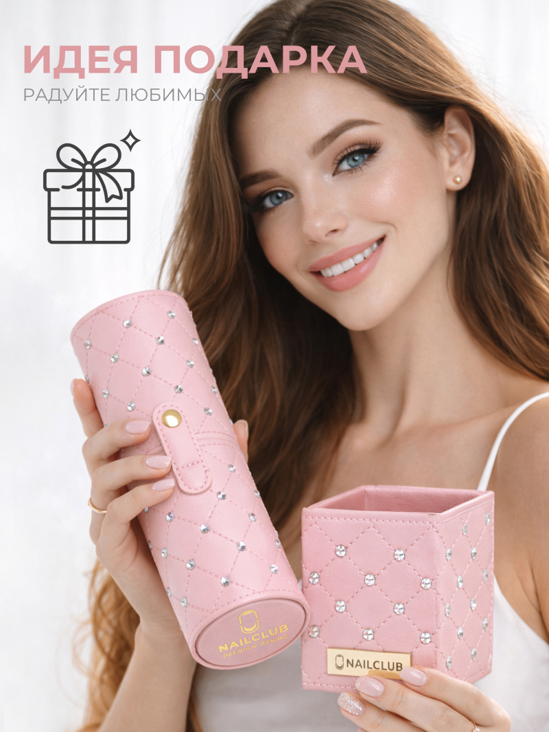 Купить подставка для кистей розовая со стразами