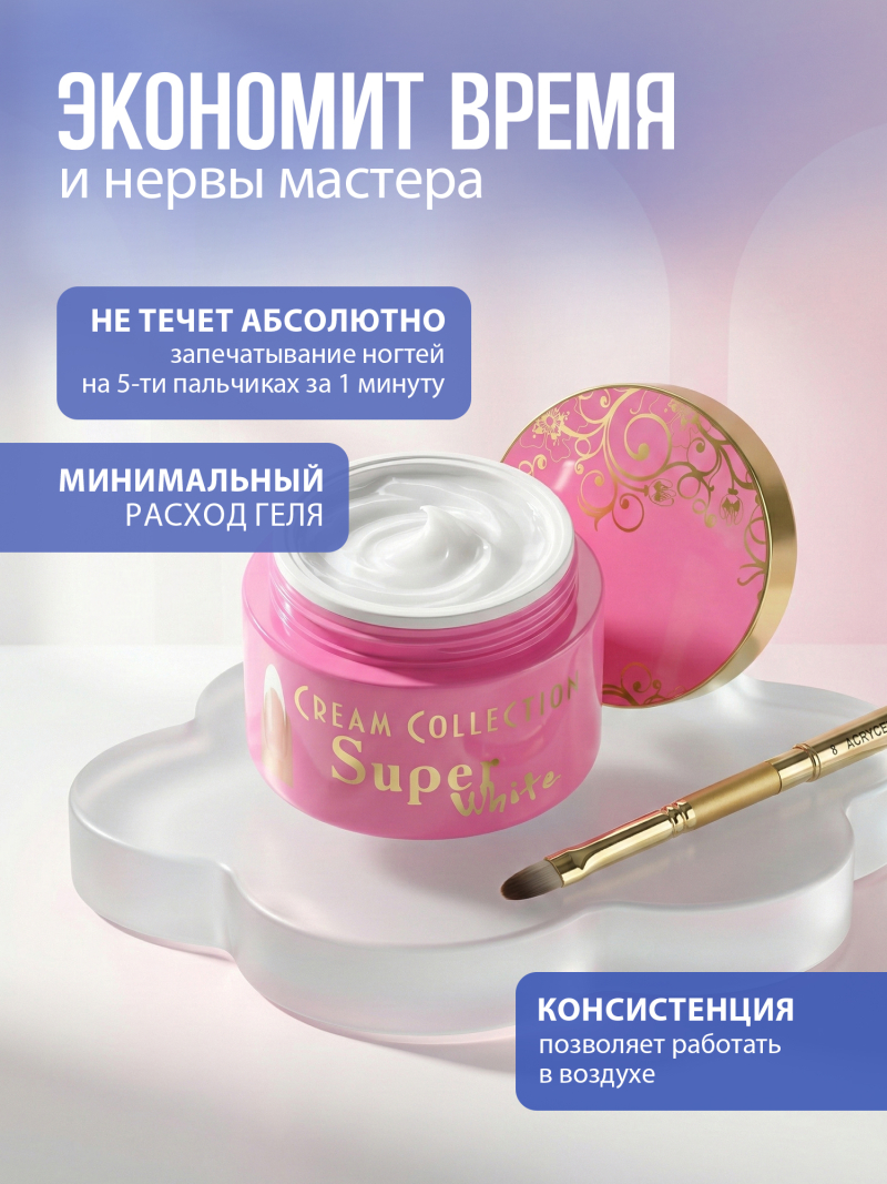 Купить гель-желе для моделирования ногтей CREAM GEL Super White CREAM COLLECTION