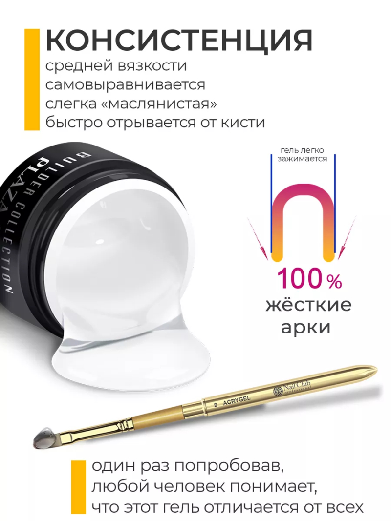 Купить скульптурный гель для моделирования ногтей PLAZA Clear Nail Club