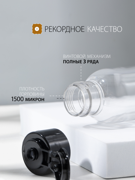 Купить флакон косметический 100 мл крышка флип-топ чёрная 3 шт с доставкой