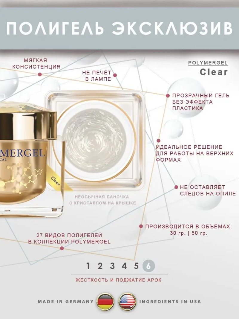 Купить полимергель для моделирования ногтей Clear