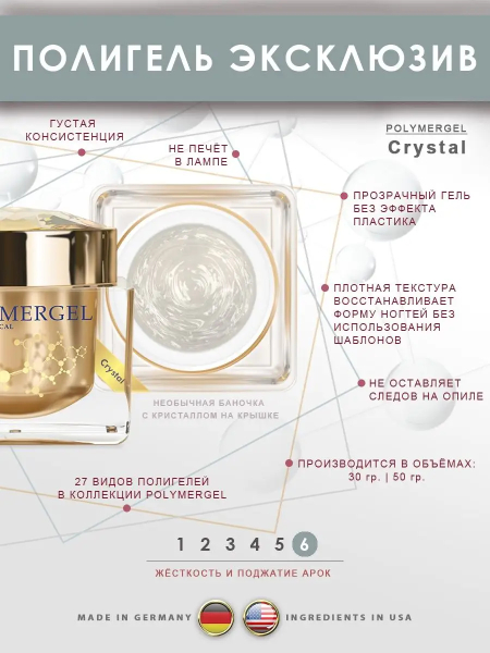 Купить полимергель для моделирования ногтей Crystal