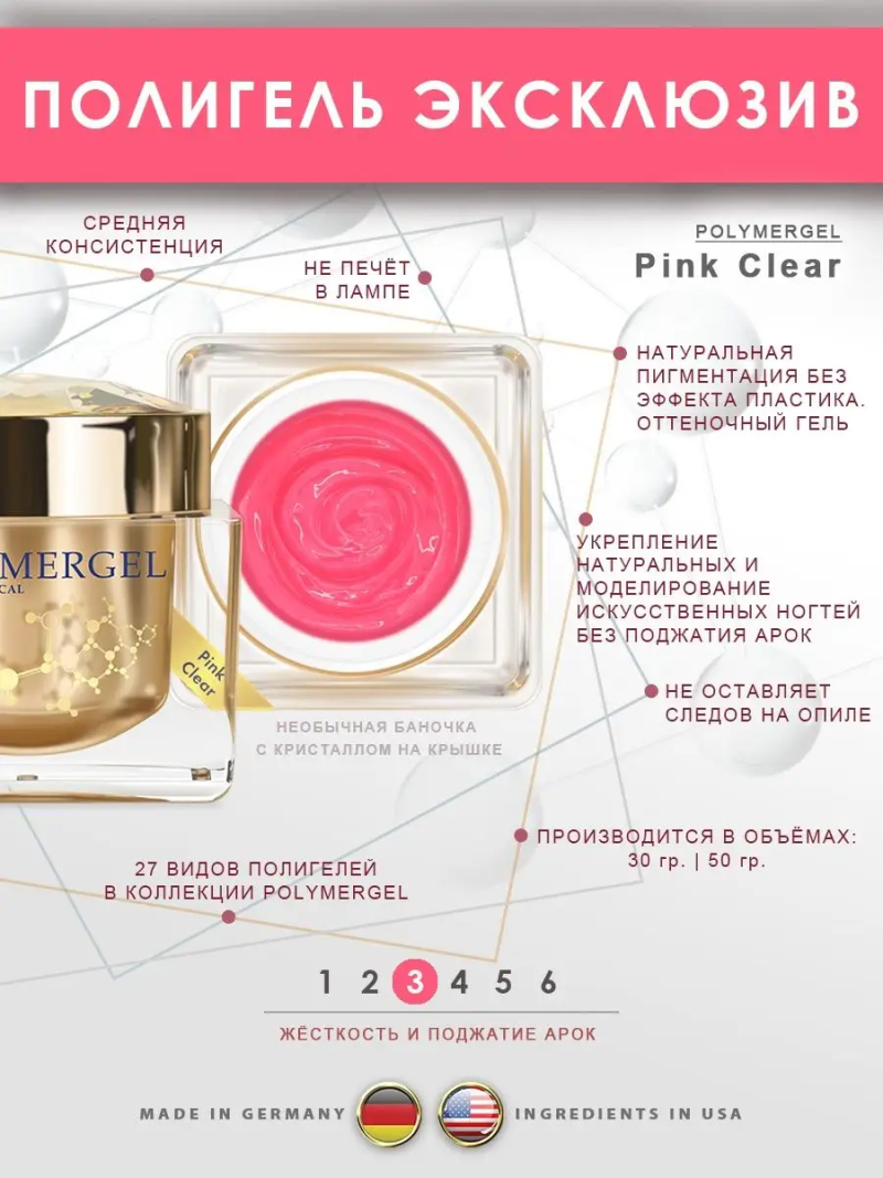 Купить полимергель для моделирования ногтей Pink Clear