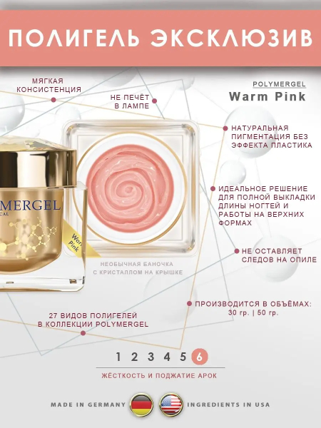 Купить полимергель для моделирования ногтей Warm Pink