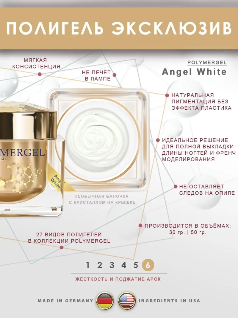 Купить полимергель для моделирования ногтей Angel White