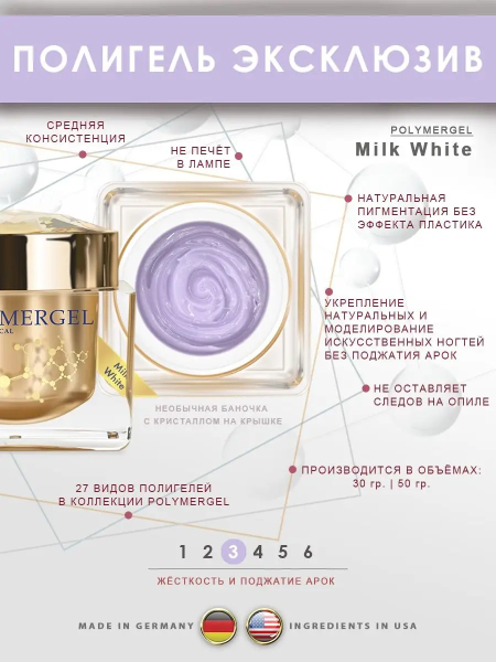 Купить полимергель для моделирования ногтей Milk White