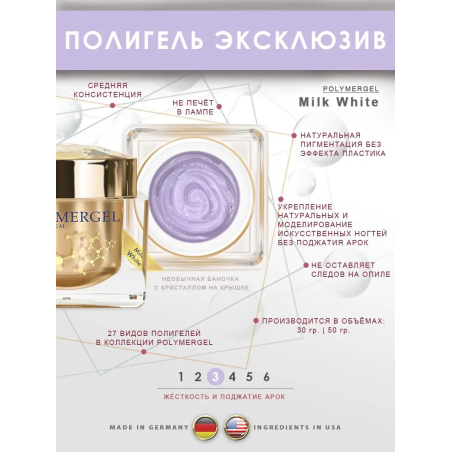 Купить полимергель для моделирования ногтей Milk White