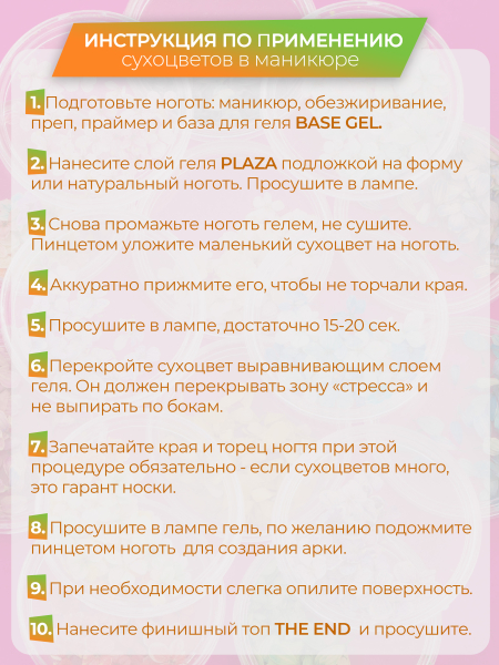 Купить сухоцветы для дизайна ногтей декора и поделок LUXE 08S с доставкой по всей России