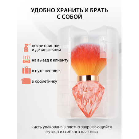 Купить кисть для макияжа и маникюра кабуки сметка в футляре розовая