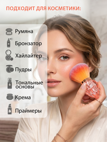 Купить кисть для макияжа и маникюра кабуки сметка в футляре розовая