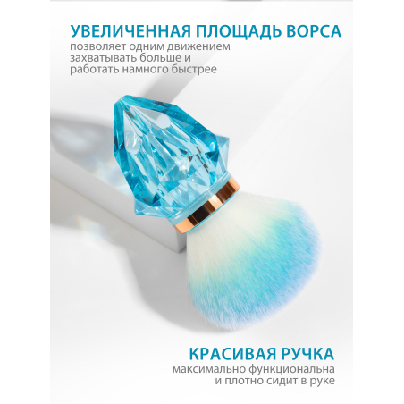 Купить кисть для макияжа и маникюра кабуки сметка в футляре голубая