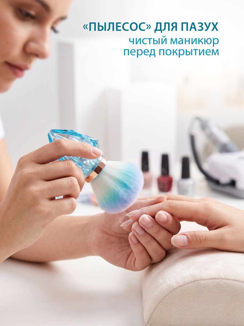 Купить кисть для макияжа и маникюра кабуки сметка в футляре голубая
