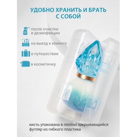 Купить кисть для макияжа и маникюра кабуки сметка в футляре голубая