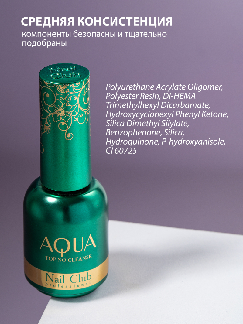 Купить финиш-гель для ногтей без липкого слоя AQUA TOP Nail Club