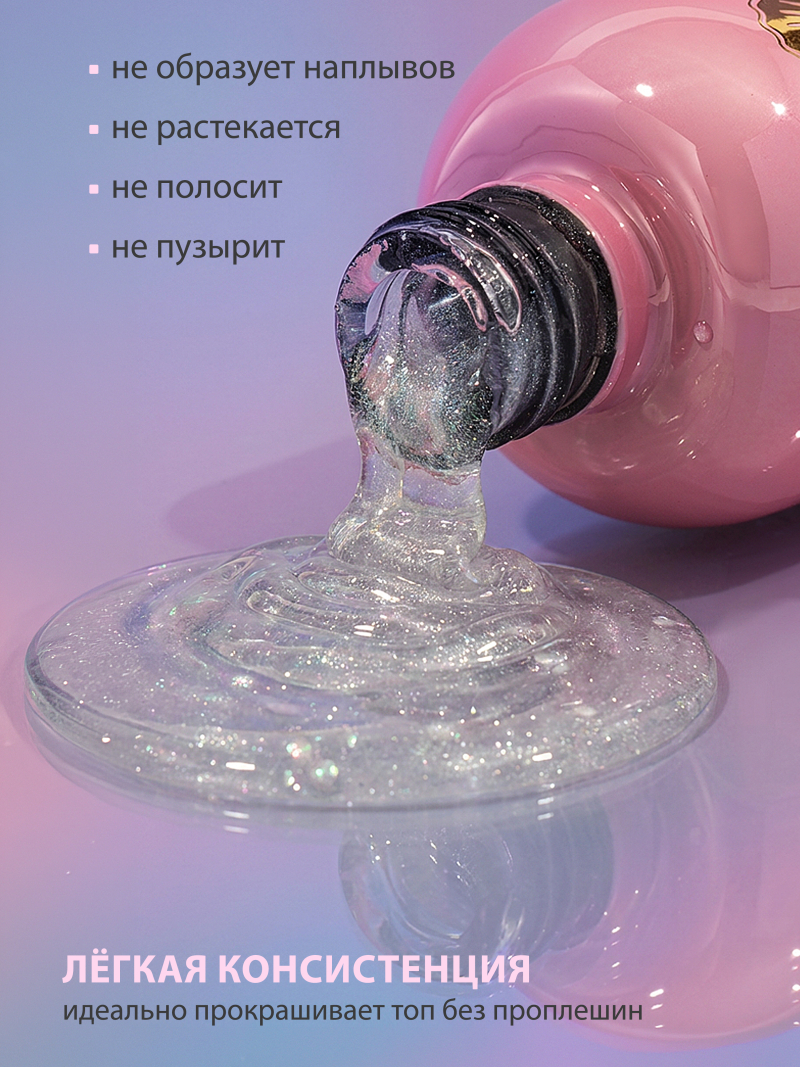 Купить финиш-гель для ногтей с перламутром без липкого слоя Pearl (Shining top gel)