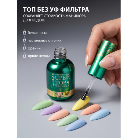 Купить финиш-гель для ногтей без липкого слоя SUPER TOP Nail Club